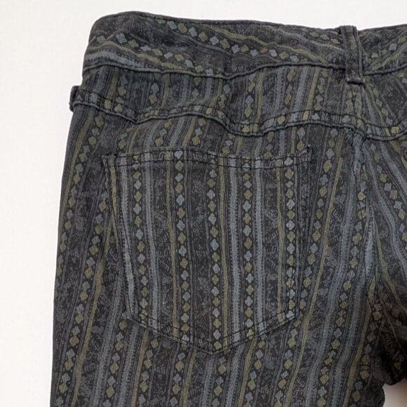 Free People Striped Jeans Womens 26 Geometric Cropped Skinny Boho Statement - Picture 10 of 10